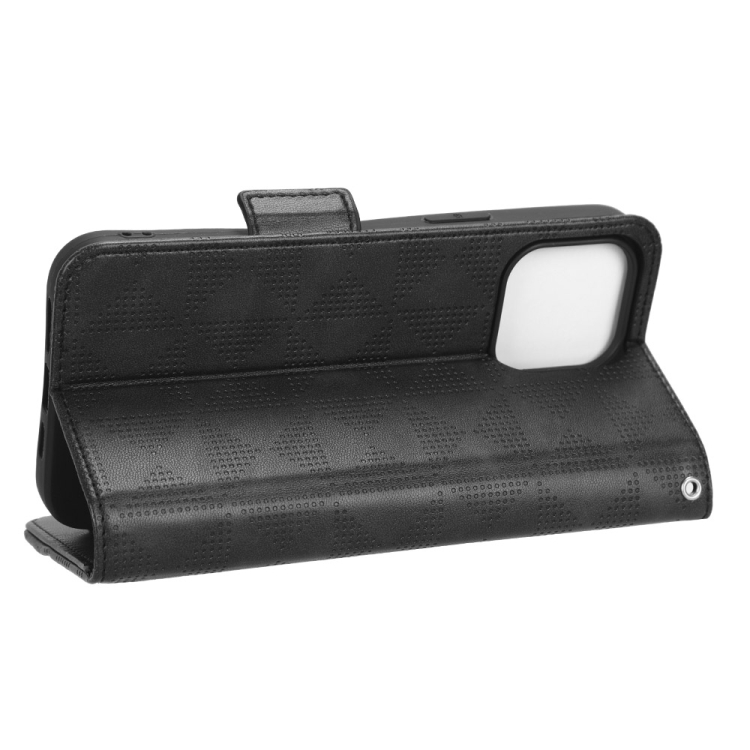 For iPhone 14 Symmetrical Triangle Leather Phone Case(Black) For iPhone 14 Symmetrical Triangle Leather Phone Case(Black)