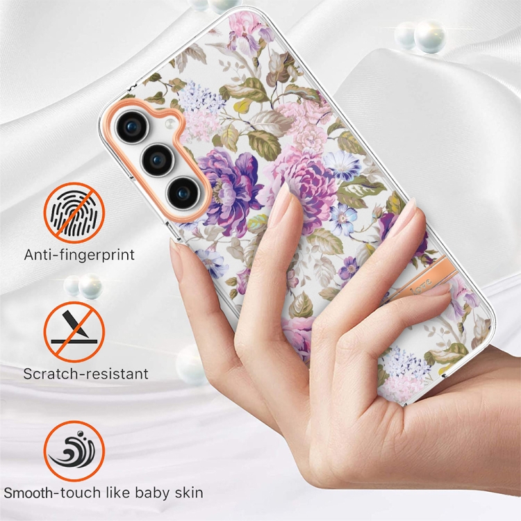For Samsung Galaxy S23 FE 5G Flowers and Plants Series IMD TPU Phone Case(Purple Peony) For Samsung Galaxy S23 FE 5G Flowers and Plants Series IMD TPU Phone Case(Purple Peony)