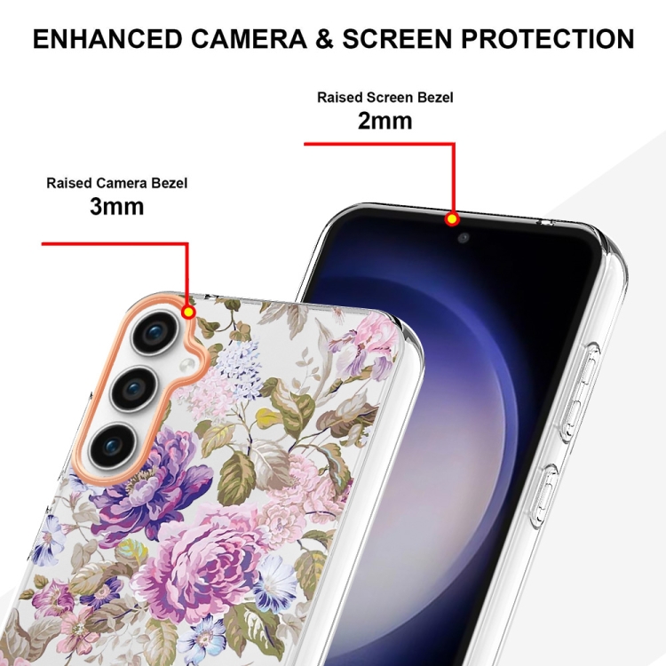 For Samsung Galaxy S23 FE 5G Flowers and Plants Series IMD TPU Phone Case(Purple Peony) For Samsung Galaxy S23 FE 5G Flowers and Plants Series IMD TPU Phone Case(Purple Peony)