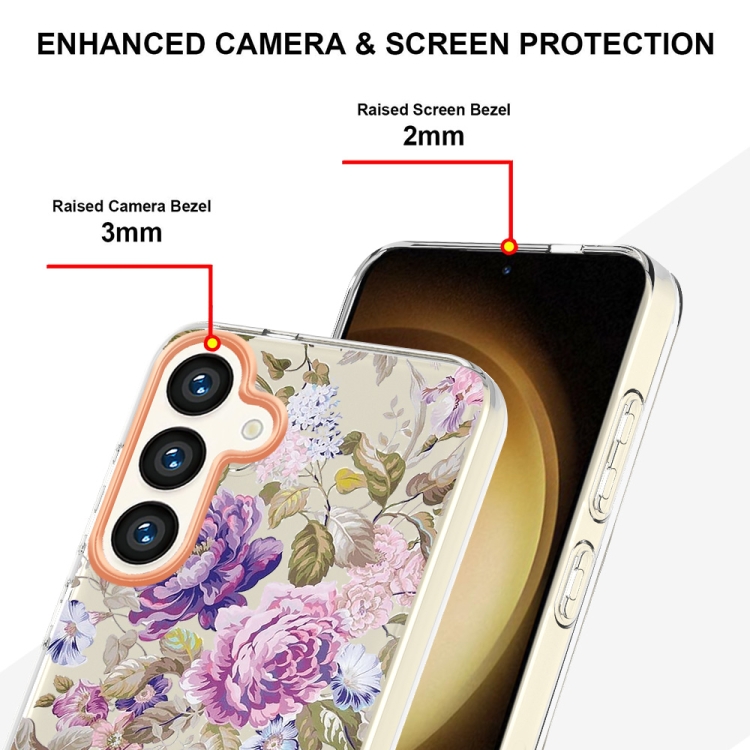 For Samsung Galaxy S24 5G Flowers and Plants Series IMD TPU Phone Case(Purple Peony) For Samsung Galaxy S24 5G Flowers and Plants Series IMD TPU Phone Case(Purple Peony)