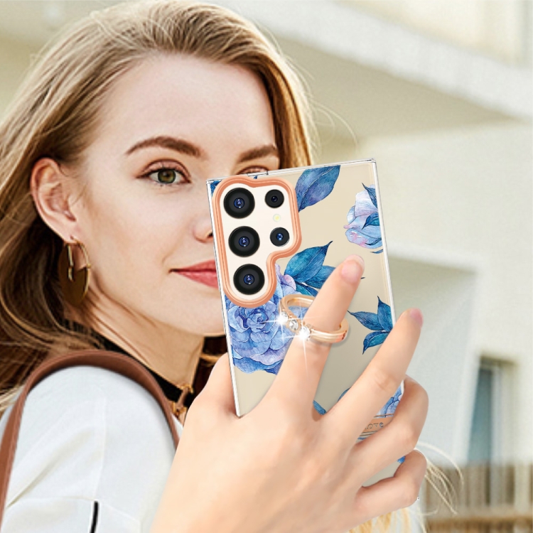 For Samsung Galaxy S24 Ultra 5G Flowers and Plants Series IMD TPU Phone Case with Ring Holder(Orchid Peony) For Samsung Galaxy S24 Ultra 5G Flowers and Plants Series IMD TPU Phone Case with Ring Holder(Orchid Peony)
