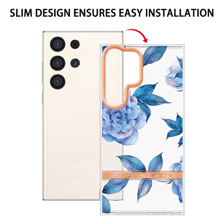For Samsung Galaxy S24 Ultra 5G Flowers and Plants Series IMD TPU Phone Case with Ring Holder(Orchid Peony) For Samsung Galaxy S24 Ultra 5G Flowers and Plants Series IMD TPU Phone Case with Ring Holder(Orchid Peony)