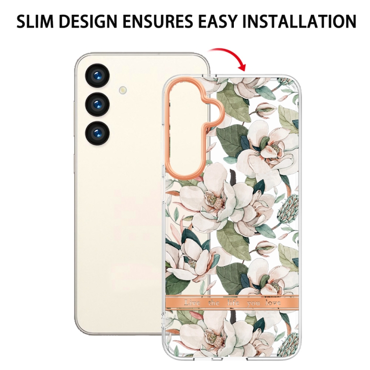 For Samsung Galaxy S24 5G Flowers and Plants Series IMD TPU Phone Case with Ring Holder(Green Gardenia) For Samsung Galaxy S24 5G Flowers and Plants Series IMD TPU Phone Case with Ring Holder(Green Gardenia)