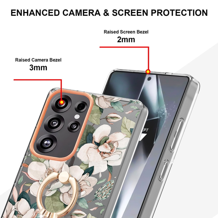 For Samsung Galaxy S25 Ultra 5G Flowers and Plants Series IMD TPU Phone Case with Ring Holder(Green Gardenia) For Samsung Galaxy S25 Ultra 5G Flowers and Plants Series IMD TPU Phone Case with Ring Holder(Green Gardenia)