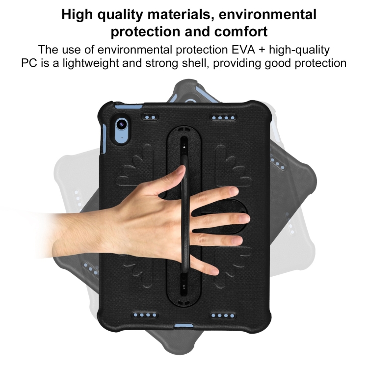 For iPad 10th Gen 10.9 2022 Shield 360 Rotation Handle EVA Shockproof PC Tablet Case(Black)