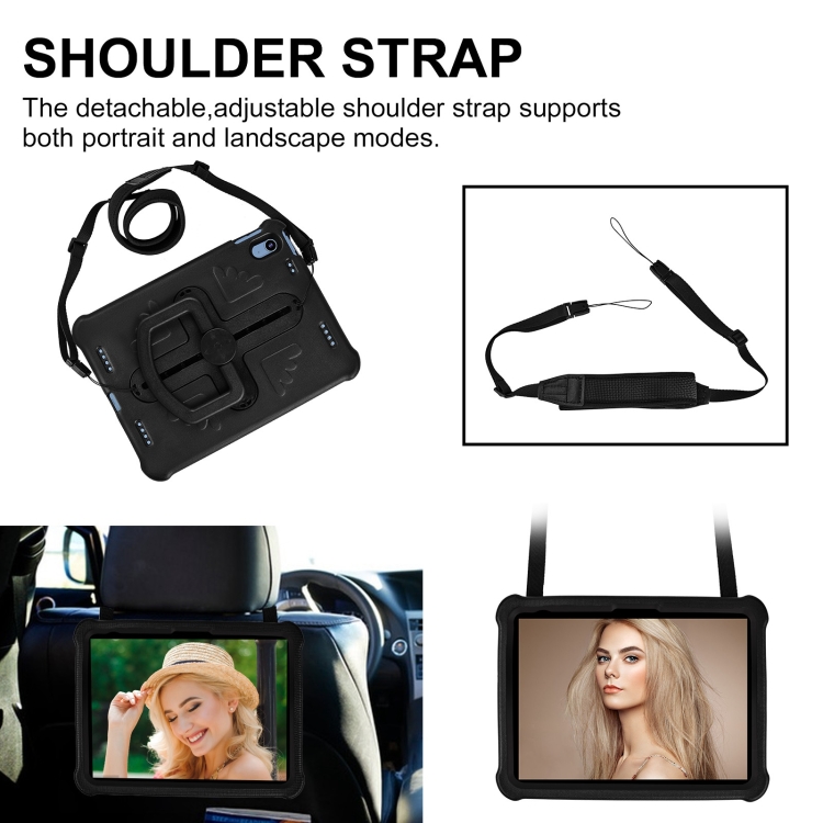 For iPad 10th Gen 10.9 2022 Shield 360 Rotation Handle EVA Shockproof PC Tablet Case(Black)