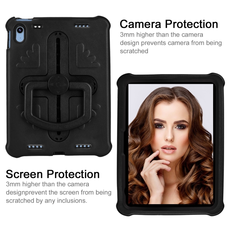 For iPad 10th Gen 10.9 2022 Shield 360 Rotation Handle EVA Shockproof PC Tablet Case(Black)