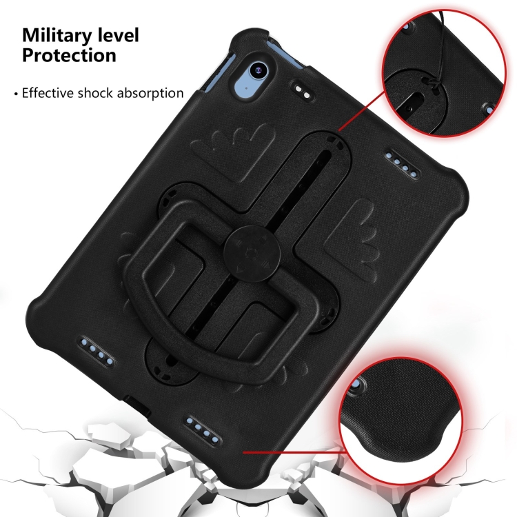 For iPad 10th Gen 10.9 2022 Shield 360 Rotation Handle EVA Shockproof PC Tablet Case(Black)