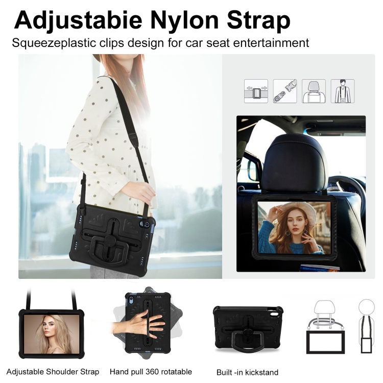 For iPad 10th Gen 10.9 2022 Shield 360 Rotation Handle EVA Shockproof PC Tablet Case(Black)