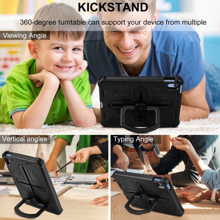 For iPad 10th Gen 10.9 2022 Shield 360 Rotation Handle EVA Shockproof PC Tablet Case(Black)