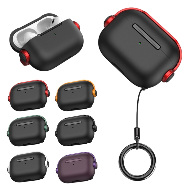 For AirPods Pro 2 Wireless Earphones TPU Protective Case(Black Red) For AirPods Pro 2 Wireless Earphones TPU Protective Case(Black Red)