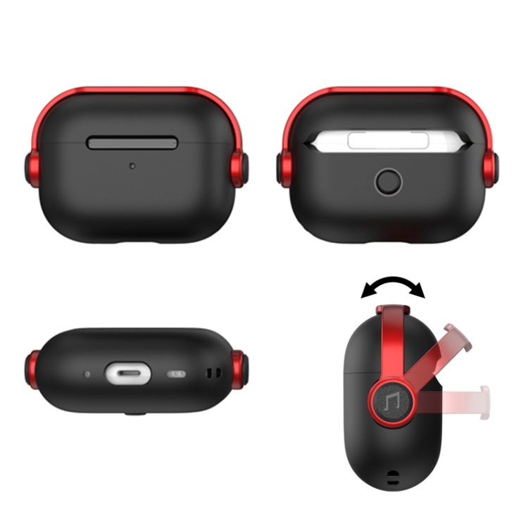 For AirPods Pro 2 Wireless Earphones TPU Protective Case(Black Red) For AirPods Pro 2 Wireless Earphones TPU Protective Case(Black Red)