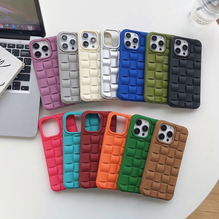 Ốp điện thoại iPhone 12 Pro 3D Cube Weave Texture Skin Feel (Đỏ