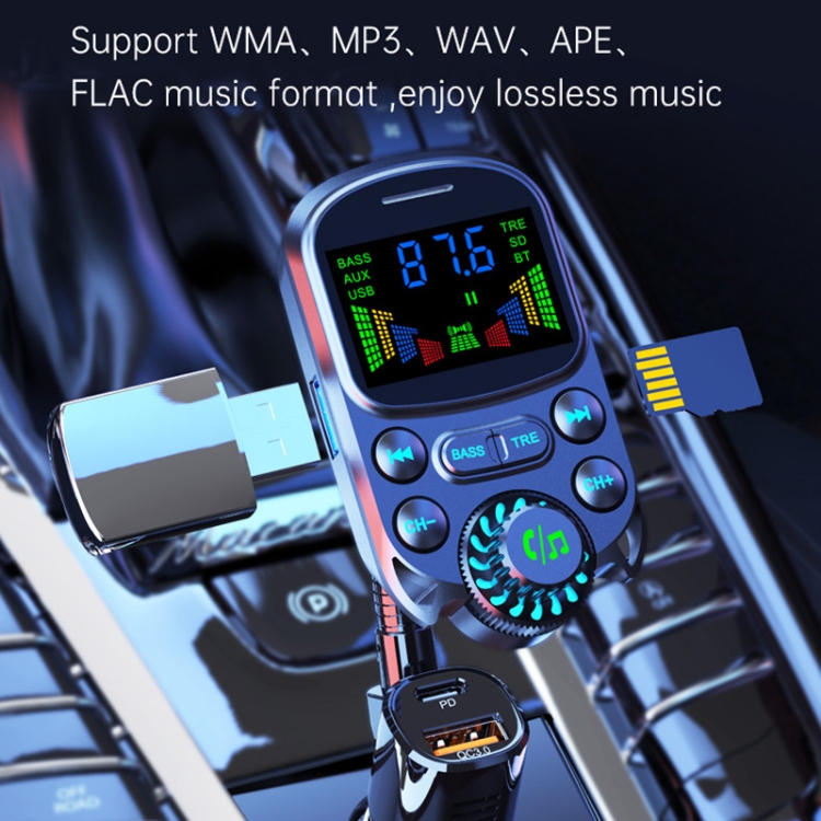 C34 Car Bluetooth 5.0 Chargeur Transmetteur FM Allume-cigare Lecteur de  musique MP3