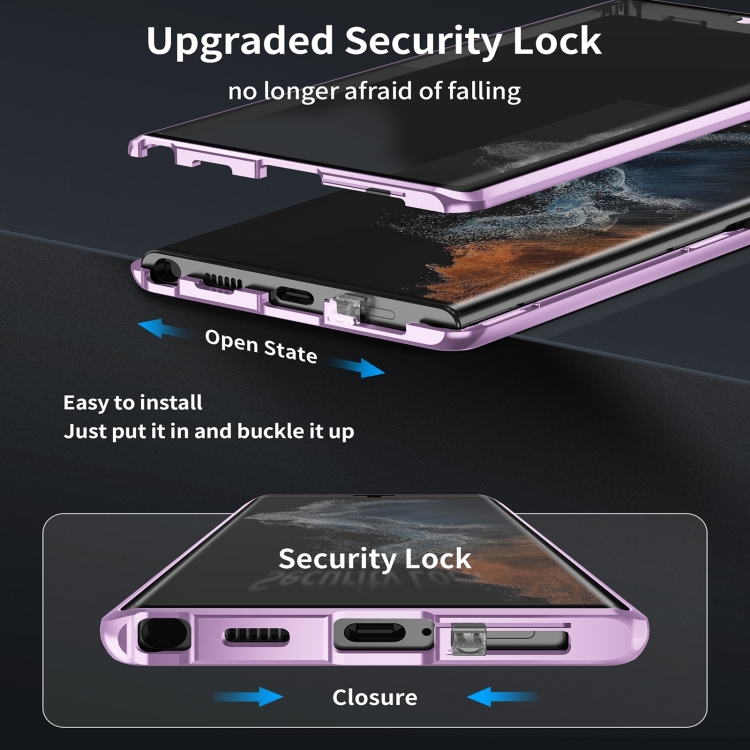 For Samsung Galaxy S22 5G HD Full Cover Magsafe Magnetic Metal Tempered Glass Phone Case(Black)