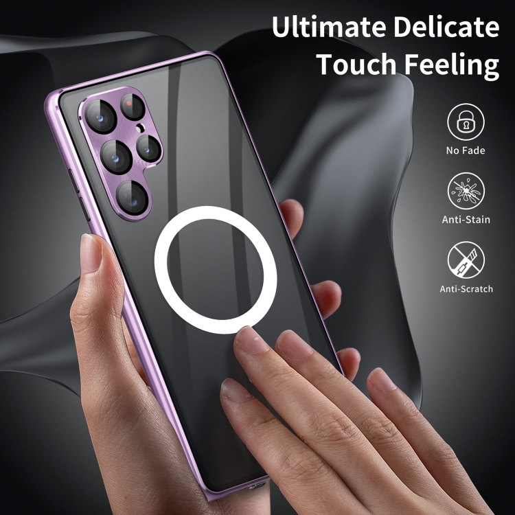 For Samsung Galaxy S22 5G HD Full Cover Magsafe Magnetic Metal Tempered Glass Phone Case(Black)