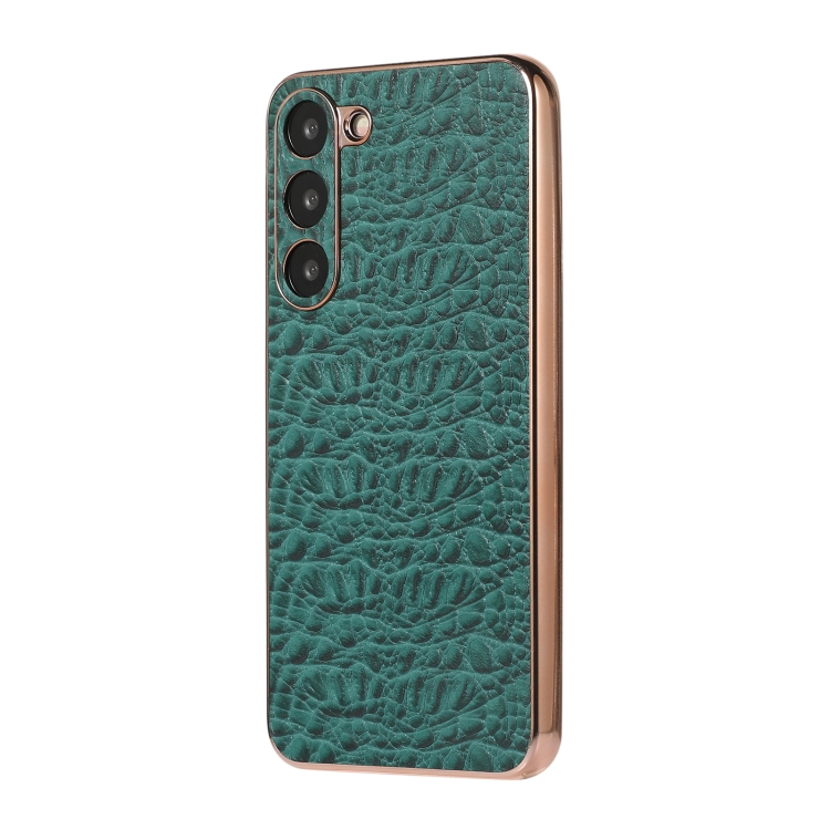 For Samsung Galaxy S23+ 5G Sky Series Nano Electroplating Genuine Leather Phone Case(Green)