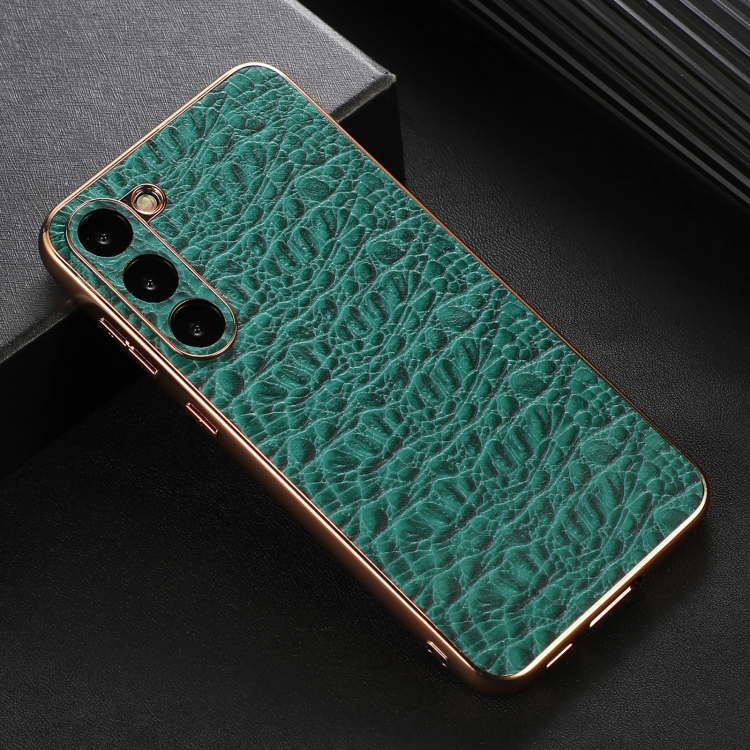 For Samsung Galaxy S23+ 5G Sky Series Nano Electroplating Genuine Leather Phone Case(Green)