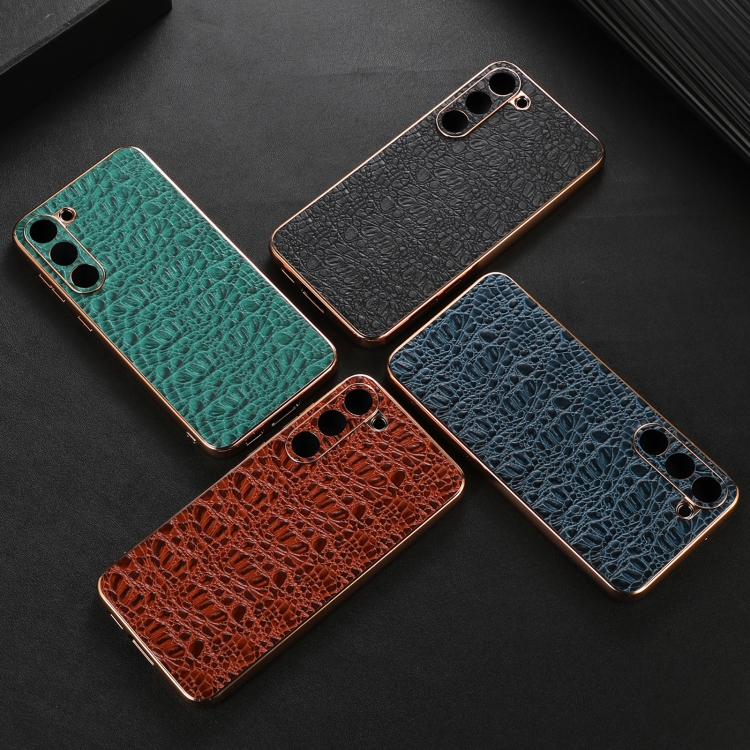 For Samsung Galaxy S23+ 5G Sky Series Nano Electroplating Genuine Leather Phone Case(Green)