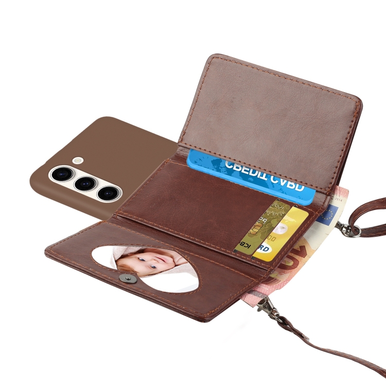 For Samsung Galaxy S23+ 5G Crossbody Lanyard Wallet Card Bag Phone Case(Brown) For Samsung Galaxy S23+ 5G Crossbody Lanyard Wallet Card Bag Phone Case(Brown)