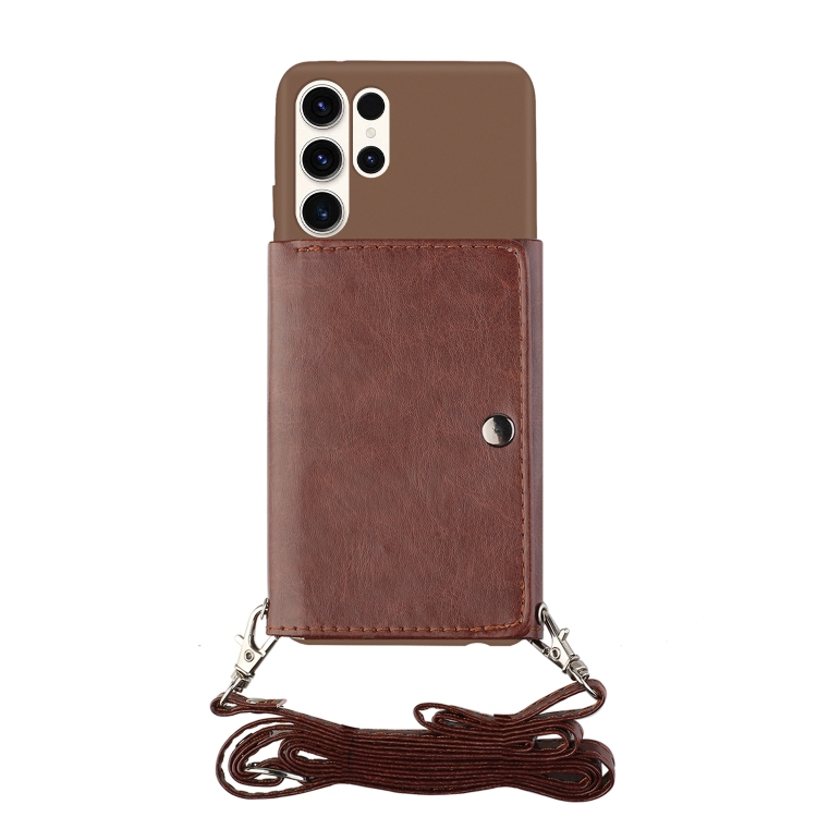 For Samsung Galaxy S23 Ultra 5G Crossbody Lanyard Wallet Card Bag Phone Case(Brown) For Samsung Galaxy S23 Ultra 5G Crossbody Lanyard Wallet Card Bag Phone Case(Brown)