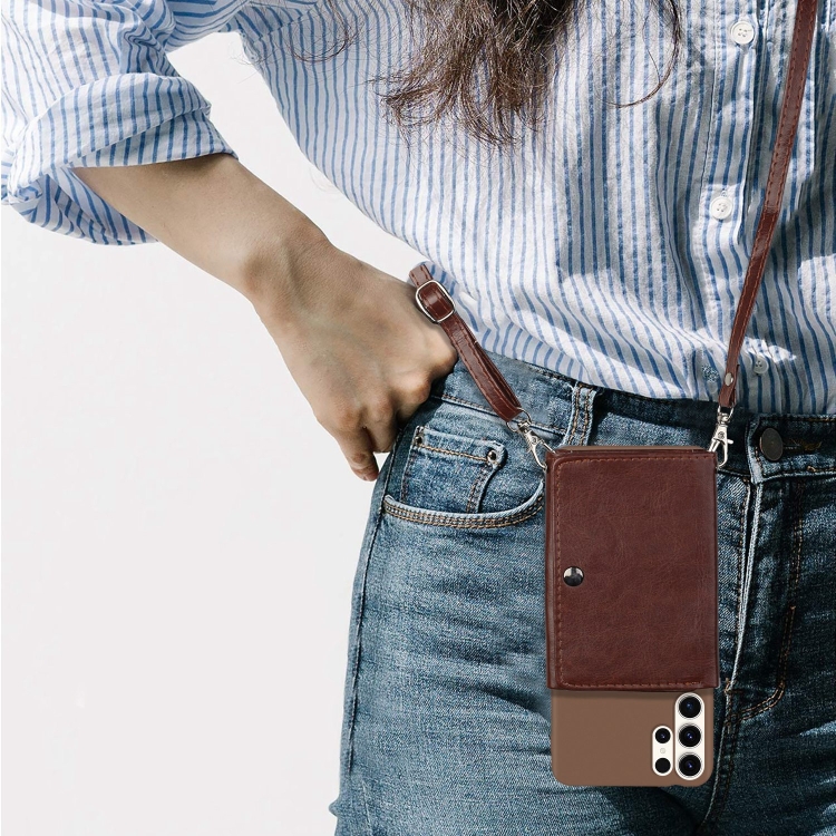 For Samsung Galaxy S23 Ultra 5G Crossbody Lanyard Wallet Card Bag Phone Case(Brown) For Samsung Galaxy S23 Ultra 5G Crossbody Lanyard Wallet Card Bag Phone Case(Brown)