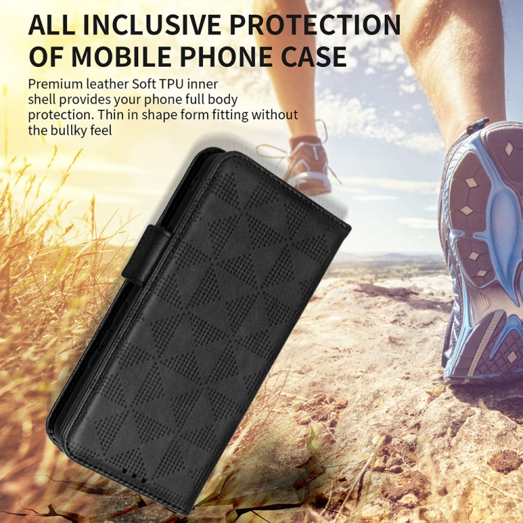 For Samsung Galaxy Z Fold4 Symmetrical Triangle Leather Phone Case(Black)