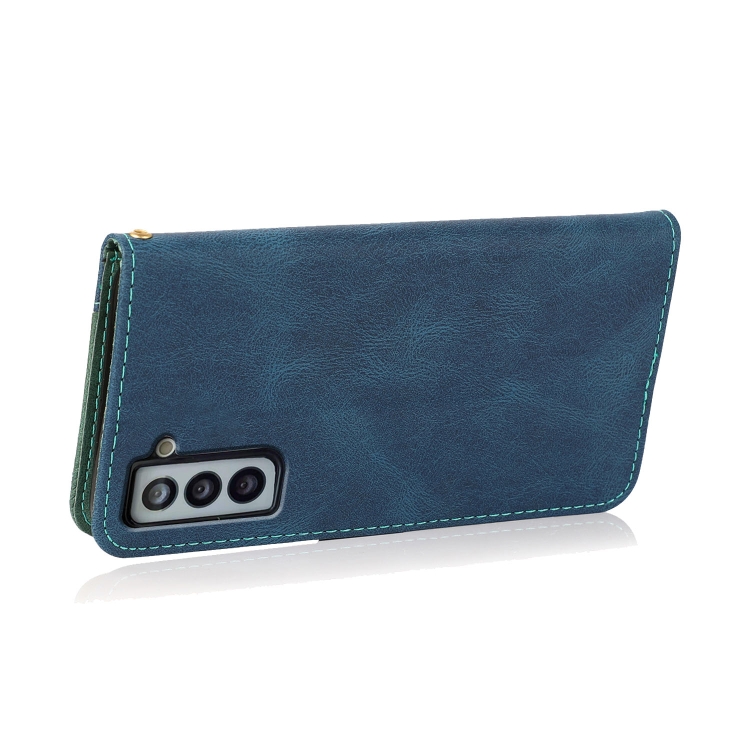 For Samsung Galaxy S21+ 5G Dual-color Stitching Leather Phone Case(Blue Green) For Samsung Galaxy S21+ 5G Dual-color Stitching Leather Phone Case(Blue Green)