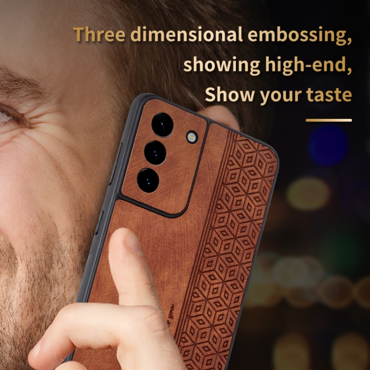 For Samsung Galaxy S21+ 5G AZNS 3D Embossed Skin Feel Phone Case(Brown) For Samsung Galaxy S21+ 5G AZNS 3D Embossed Skin Feel Phone Case(Brown)
