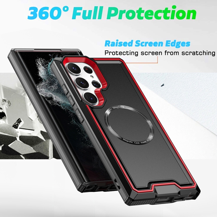 For Samsung Galaxy S23 Ultra 5G Armour Two-color MagSafe Magnetic TPU + PC Phone Case(Black)