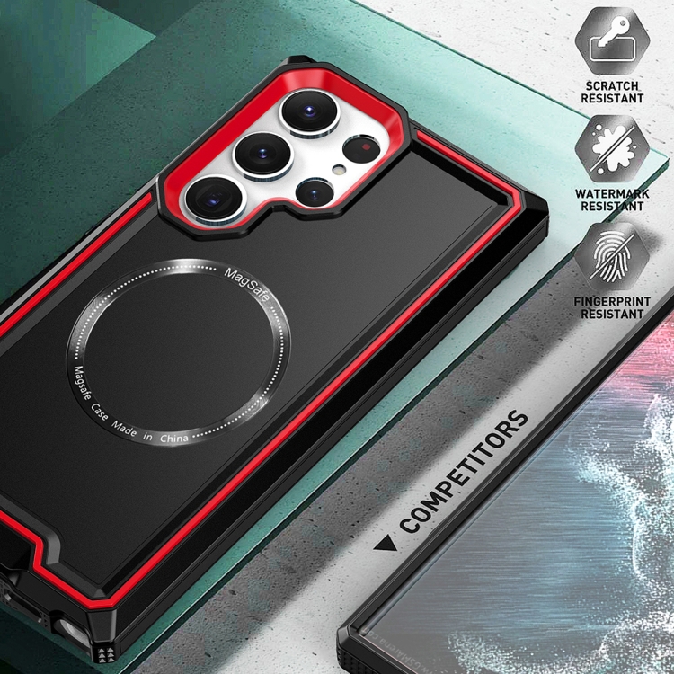 For Samsung Galaxy S23 Ultra 5G Armour Two-color MagSafe Magnetic TPU + PC Phone Case(Black)