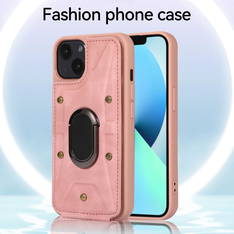 For iPhone 14 Plus Armor Ring Wallet Back Cover Phone Case(Pink) For iPhone 14 Plus Armor Ring Wallet Back Cover Phone Case(Pink)