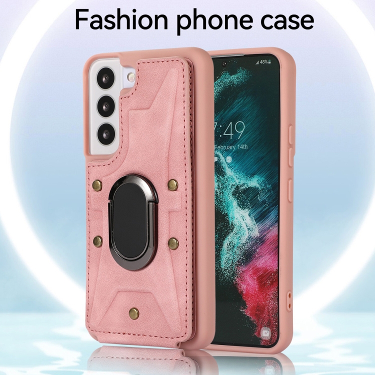 For Samsung Galaxy S23 5G Armor Ring Wallet Back Cover Phone Case(Pink)