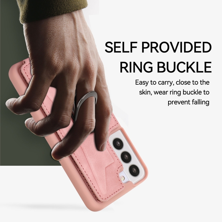 For Samsung Galaxy S23 5G Armor Ring Wallet Back Cover Phone Case(Pink)