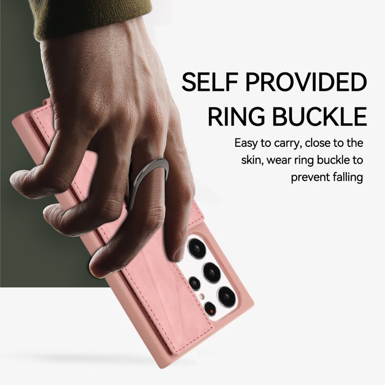 For Samsung Galaxy S23 Ultra 5G Armor Ring Wallet Back Cover Phone Case(Pink) For Samsung Galaxy S23 Ultra 5G Armor Ring Wallet Back Cover Phone Case(Pink)