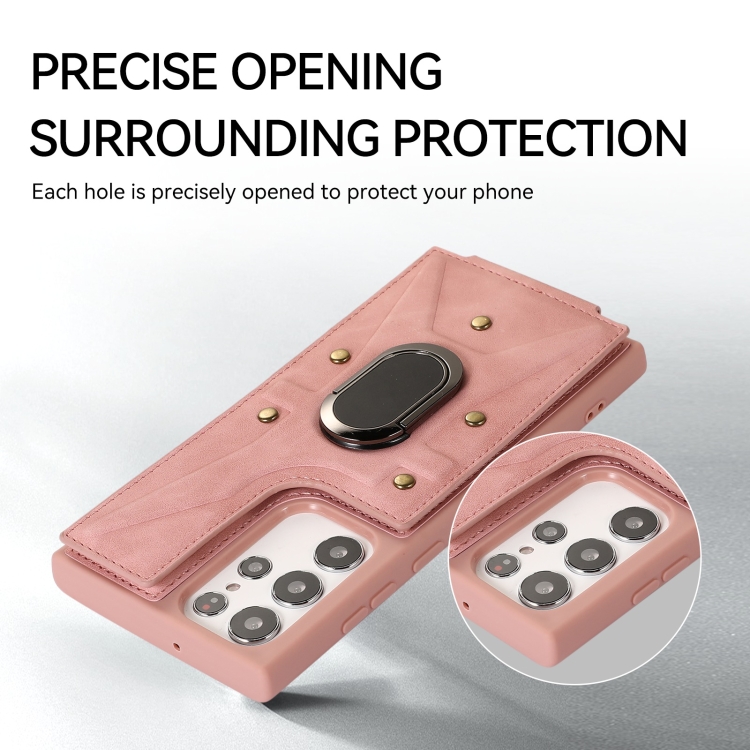 For Samsung Galaxy S23 Ultra 5G Armor Ring Wallet Back Cover Phone Case(Pink) For Samsung Galaxy S23 Ultra 5G Armor Ring Wallet Back Cover Phone Case(Pink)