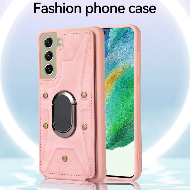 For Samsung Galaxy S21 5G Armor Ring Wallet Back Cover Phone Case(Pink) For Samsung Galaxy S21 5G Armor Ring Wallet Back Cover Phone Case(Pink)