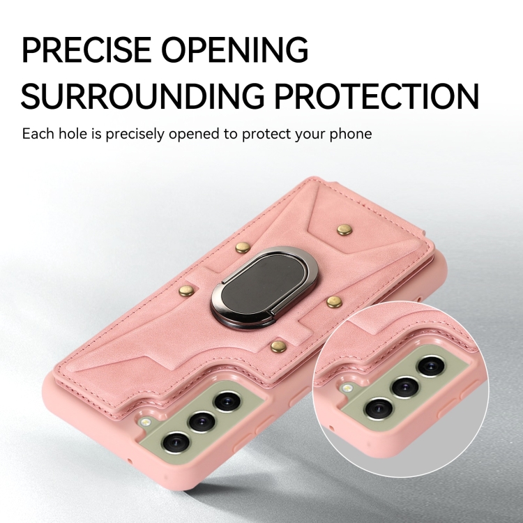 For Samsung Galaxy S21 5G Armor Ring Wallet Back Cover Phone Case(Pink) For Samsung Galaxy S21 5G Armor Ring Wallet Back Cover Phone Case(Pink)