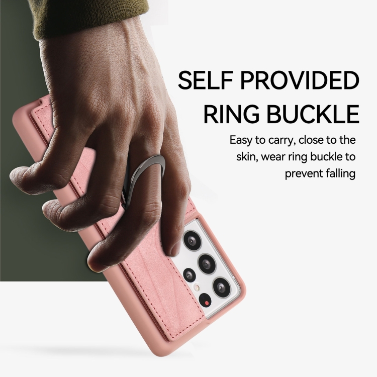 For Samsung Galaxy S21 Ultra 5G Armor Ring Wallet Back Cover Phone Case(Pink) For Samsung Galaxy S21 Ultra 5G Armor Ring Wallet Back Cover Phone Case(Pink)