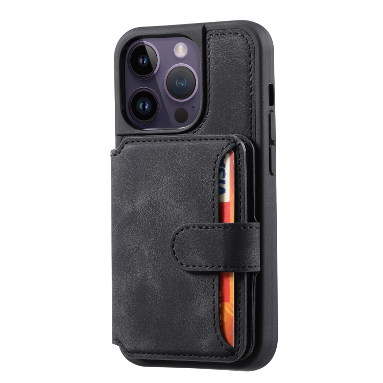 For iPhone 14 Pro Skin Feel Dream Anti-theft Brush Shockproof Portable Skin Card Bag Phone Case(Black) For iPhone 14 Pro Skin Feel Dream Anti-theft Brush Shockproof Portable Skin Card Bag Phone Case(Black)
