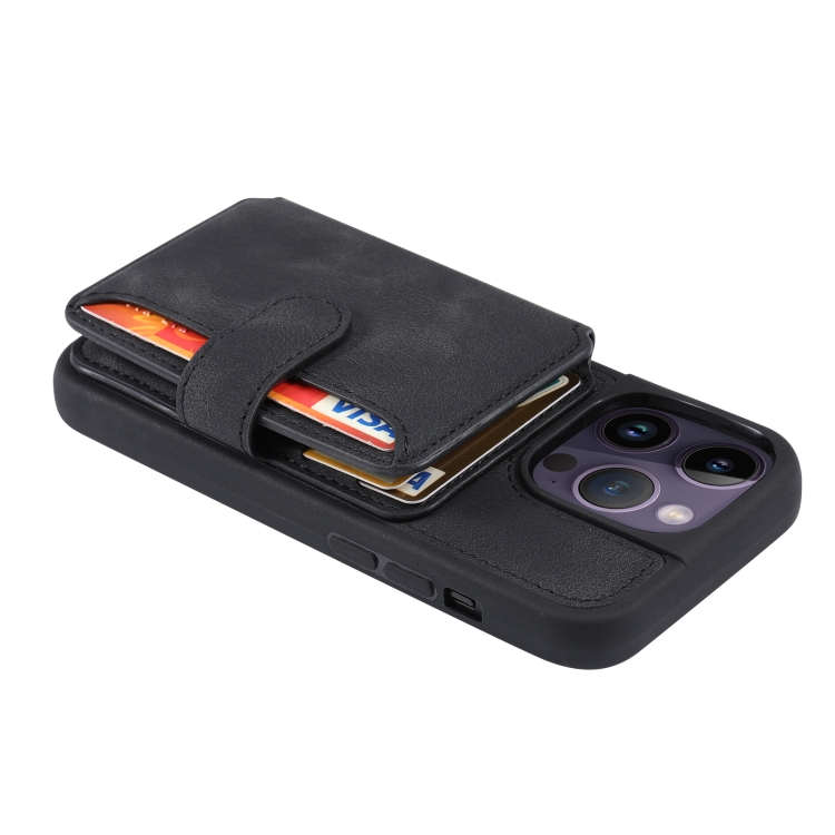 For iPhone 14 Pro Skin Feel Dream Anti-theft Brush Shockproof Portable Skin Card Bag Phone Case(Black) For iPhone 14 Pro Skin Feel Dream Anti-theft Brush Shockproof Portable Skin Card Bag Phone Case(Black)