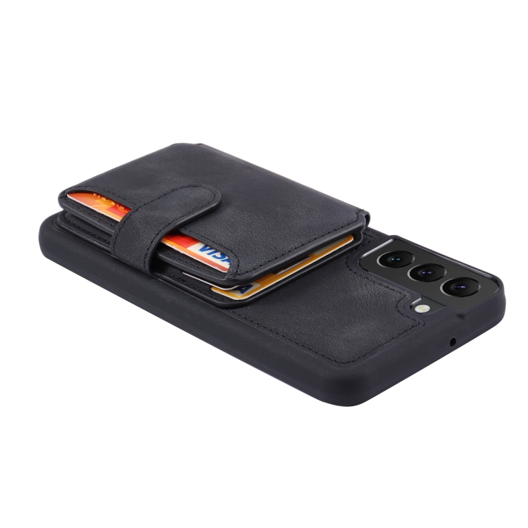 For Samsung Galaxy S22 5G Skin Feel Dream Anti-theft Brush Shockproof Portable Skin Card Bag Phone Case(Black) For Samsung Galaxy S22 5G Skin Feel Dream Anti-theft Brush Shockproof Portable Skin Card Bag Phone Case(Black)