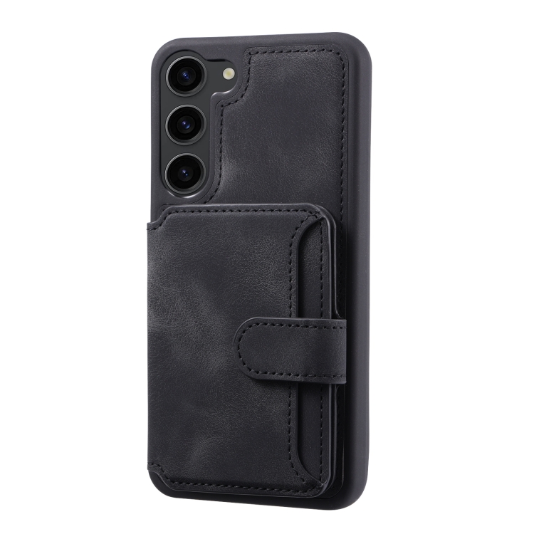 For Samsung Galaxy S23+ 5G Skin Feel Dream Anti-theft Brush Shockproof Portable Skin Card Bag Phone Case(Black) For Samsung Galaxy S23+ 5G Skin Feel Dream Anti-theft Brush Shockproof Portable Skin Card Bag Phone Case(Black)