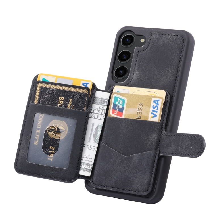For Samsung Galaxy S23+ 5G Skin Feel Dream Anti-theft Brush Shockproof Portable Skin Card Bag Phone Case(Black) For Samsung Galaxy S23+ 5G Skin Feel Dream Anti-theft Brush Shockproof Portable Skin Card Bag Phone Case(Black)