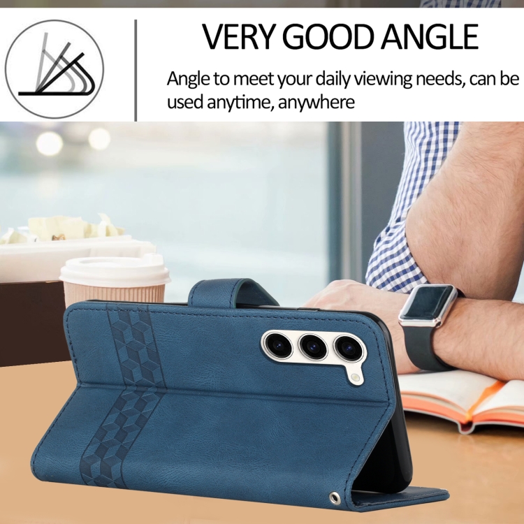 For Samsung Galaxy S23+ 5G Cubic Skin Feel Flip Leather Phone Case(Blue) For Samsung Galaxy S23+ 5G Cubic Skin Feel Flip Leather Phone Case(Blue)
