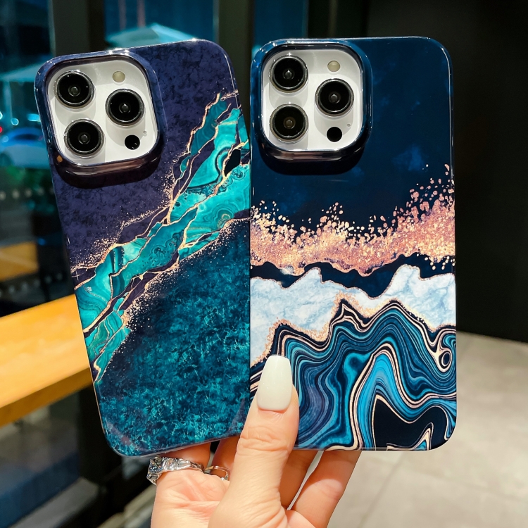 BLUE MARBLE TEXTURE Protective Phone Case for iPhone 14 13 