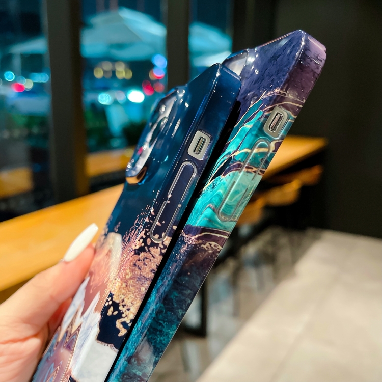 For iPhone 14 Pattern PC Shockproof Protective Phone Case(Blue Green Marble) For iPhone 14 Pattern PC Shockproof Protective Phone Case(Blue Green Marble)