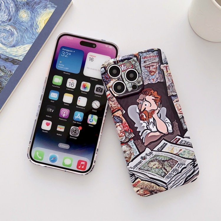 For iPhone 14 Precise Hole Oil Painting Glossy PC Phone Case(Tower) For iPhone 14 Precise Hole Oil Painting Glossy PC Phone Case(Tower)