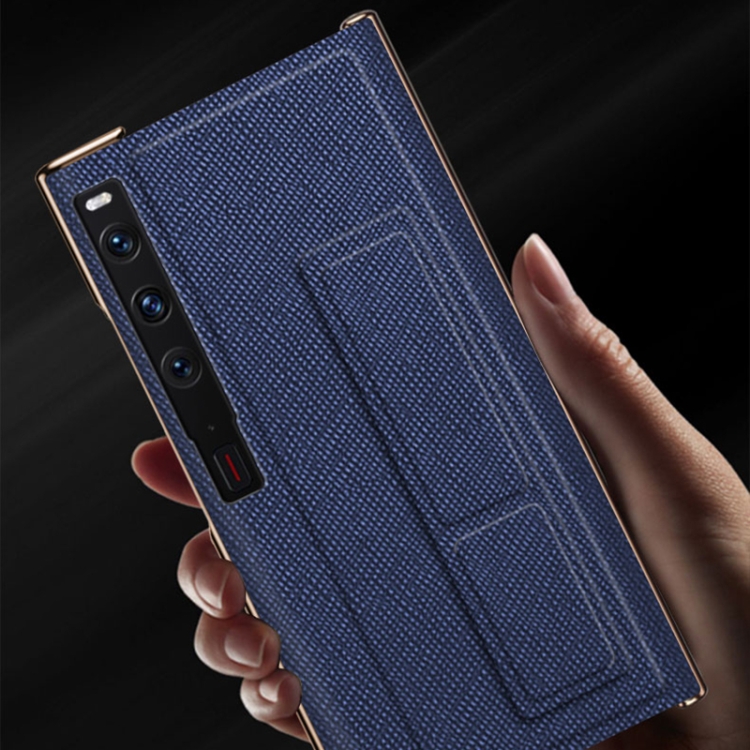 For Huawei Mate Xs Electroplated Cross Pattern Leather All