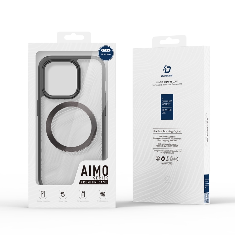 For iPhone 15 Pro DUX DUCIS Aimo Mag Series TPU + PC MagSafe Frosted Feel Phone Case(Black) For iPhone 15 Pro DUX DUCIS Aimo Mag Series TPU + PC MagSafe Frosted Feel Phone Case(Black)